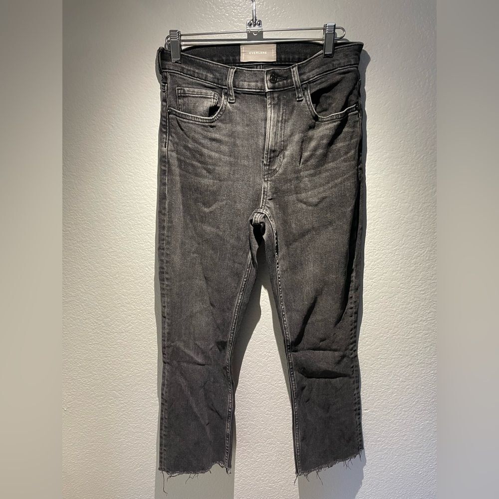 Everlane The High Rise Kick Crop Regular Raw Hem Jeans Minimal Cotton Stretch